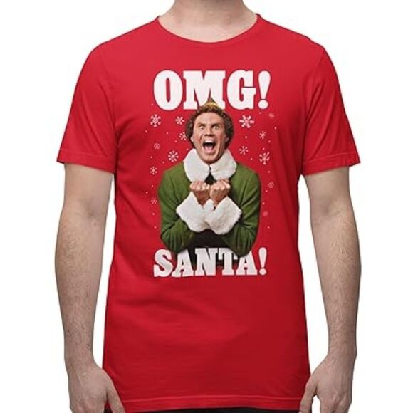 🔹️Elf Red Buddy the Elf "OMG! It's Santa!" Short Sleeve Top Small - Picture 2 of 10